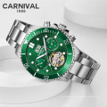 Carnival 8880GB Tourbillon automatische mechanische Uhr Top-Marke Luxus wasserdicht leuchtend grün Sportuhren relogio 2020